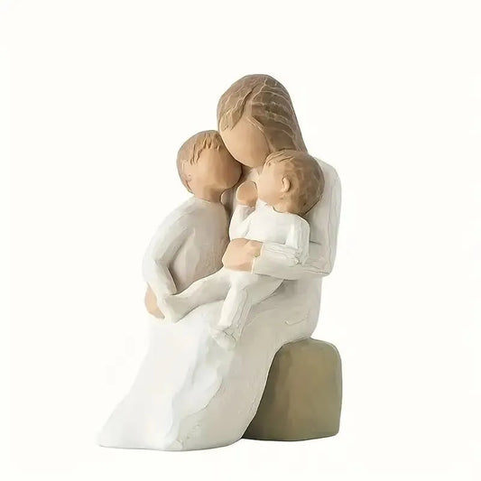 Willow Tree Quietly Figurine Decorative figurine of a mother and two children on a white background