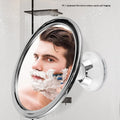 360 Swivel Shower Shaving Mirror Bathroom 360-degree rotatable suction cup mirror with a person shaving in a bathroom setting.