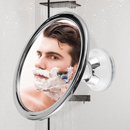 360 Swivel Shower Shaving Mirror Bathroom Person shaving with a mirror attached to a shower wall
