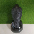 Black Obsidian Raven on Skull Carving
