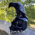 Black Obsidian Raven on Skull Carving