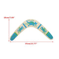 Burnt Boxed Wooden Boomerang
GiftDealAU blue variant product size image. Boomerang with dinosaur designs and measurements on a white background