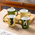 Cute 3D Cat Hanging Mug all variant GiftDealAU product image. Four ceramic mugs with cat designs on a wooden tray, with 'ZIZI Fish' branding.