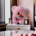 Foam Rose Teddy Bear Holding Bouquet