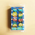 Goggles Food Pick Packaged set of colorful character clips on a beige background