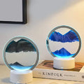 LED Sensory Sand Art Lamp GiftDealAU product image. Two round LED lamps with mountain design on a book