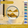LED Sensory Sand Art Lamp GiftDealAU yellow variant product image. Round night light with mountain design on a white surface, surrounded by color options.