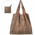 Leopard Dusk Shopping Bag back side GiftDealAU product image. Leopard print reusable bag with a close-up inset showing the pattern.