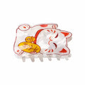 Lucky Cat Hair Claw white yellow cat hand raise GiftDealAU product image. Decorative hair clip with cartoon character and gold coin on a white background