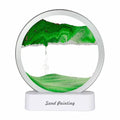 Lyell Sand Art LED | Aesthetic Moving Sand Picture Lamp green variant GiftDealAU product image. Green sand painting in a circular container with a white base on a white background