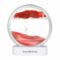 Lyell Sand Art LED | Aesthetic Moving Sand Picture Lamp red variant GiftDealAU product image. Round sand painting display with red and white sand on a white background