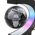 Magnetic Levitating Globe Rotating World Globe black Globe with LED lighting on a white background