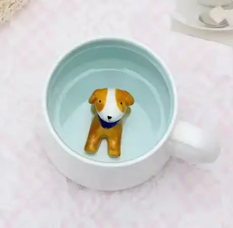 Peekaboo Animal Mug – Cute 3D Hidden Surprise Ceramic Coffee Cup
dog variant GiftDealAU product image. Dog-shaped object in a light blue mug on a pink surface