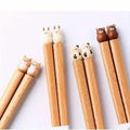 Plumpy Handmade Animal Chopsticks variant set GiftDealAU product image. Set of wooden pencils with animal-shaped tips on a white background