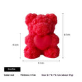 Rose Teddy Bear Soy Candle Red rose teddy bear with measurements on a white background