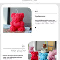 Rose Teddy Bear Soy Candle
Red teddy bear-shaped candle on a table with product details text.