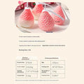 Strawberry Shaped Scented Candles product details
giftdealau product image. Strawberry-shaped candles on a plate with product details below.
