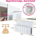 Under Desk Laptop Holder Storage with Cable Management Tray White kitchen blade holder with installation instructions and measurements on a white background
